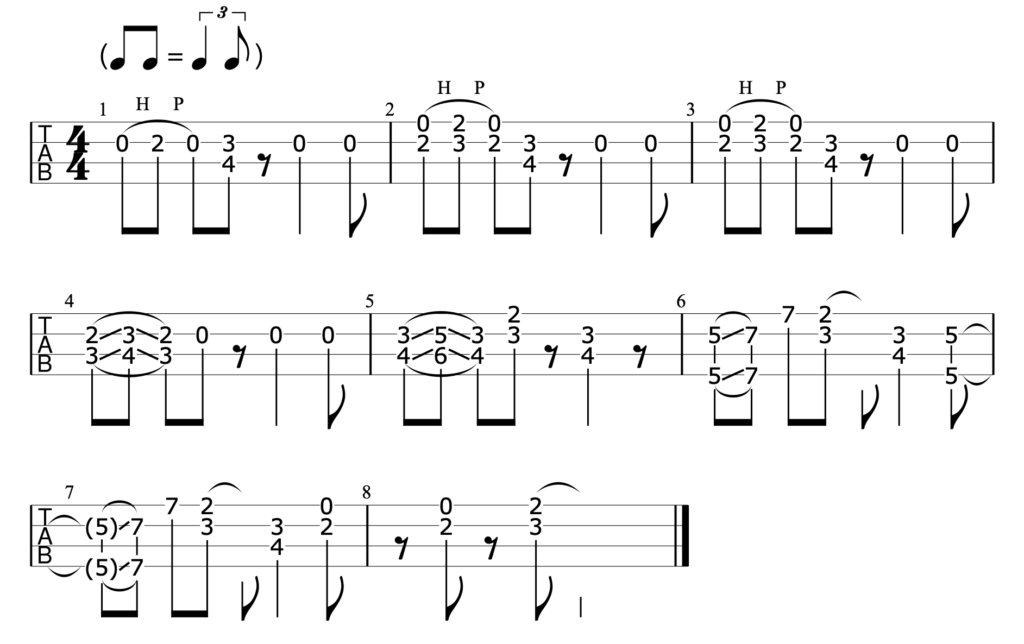 weird guitar tab notes