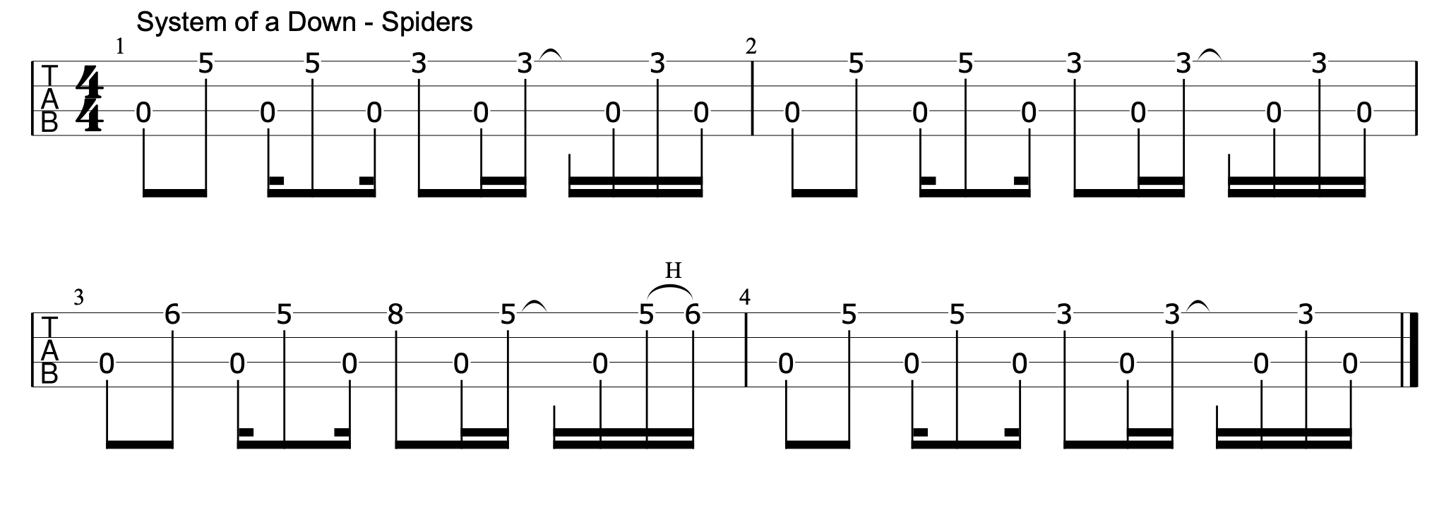 System of a Down - Spiders  Guitar Tab Playthrough 