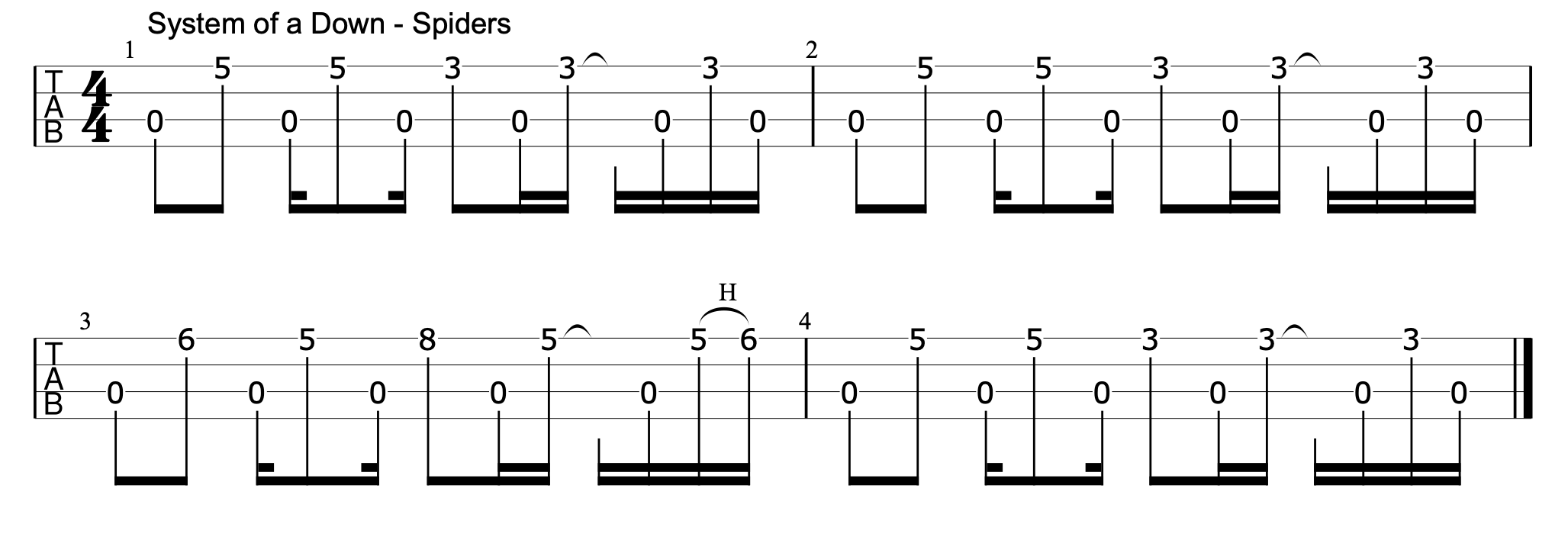 Spiders - Guitar TAB